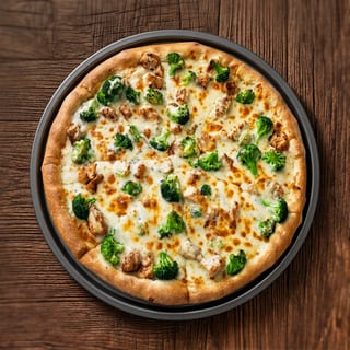 Chicken, Broccoli, Alfredo Pizza